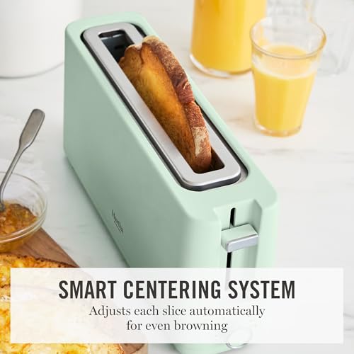Martha Stewart 2 Slice Long Slot Toaster, Extra Wide for Sourdough & Bagels, 10 Setting Shade Control, Removable Crumb Tray, Self-Centering Design, Defrost/Reheat, Cancel, Slim Space-Saving, Honeydew - My Kitchen Products