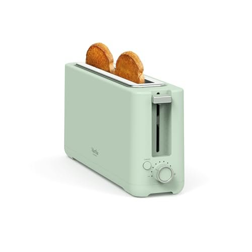 Martha Stewart 2 Slice Long Slot Toaster, Extra Wide for Sourdough & Bagels, 10 Setting Shade Control, Removable Crumb Tray, Self-Centering Design, Defrost/Reheat, Cancel, Slim Space-Saving, Honeydew - My Kitchen Products