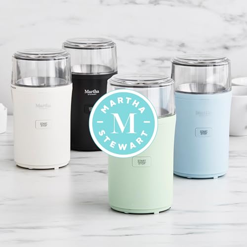 Martha Stewart Electric Coffee & Spice Grinder, Dual 2.5oz Removable Bowls, Storage Lids, Stainless Steel Blades, One Touch Pulse Control, 2-in-1 Compact, Beans & Spices, Herbs & Nuts, Sky Blue - My Kitchen Products