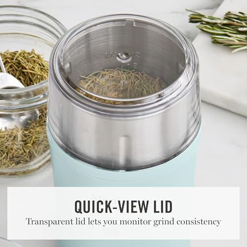 Martha Stewart Electric Coffee & Spice Grinder, Dual 2.5oz Removable Bowls, Storage Lids, Stainless Steel Blades, One Touch Pulse Control, 2-in-1 Compact, Beans & Spices, Herbs & Nuts, Sky Blue - My Kitchen Products