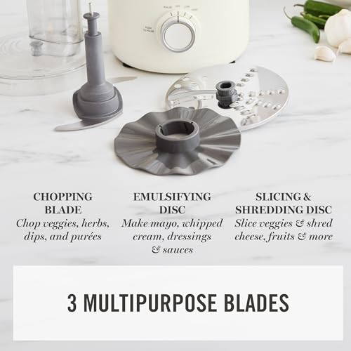 Martha Stewart Food Processor, 10-Cup Electric Chopper for Slicing, Shredding, Mincing and Puree, BPA-Free Twist & Lock Bowl, 3 Multipurpose Blades, Variable Speed Dial, Wide Feed Chute, Linen Cream - My Kitchen Products