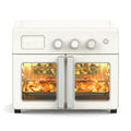 Martha Stewart French Door Air Fryer Toaster Oven Combo, 34QT Countertop Convection, 12-in-1, Bake, Broil, Roast, Fits 12” Pizza, Dehydrate, 5 Accessories, Air Fry Basket, Stainless Steel, Linen Cream - My Kitchen Products