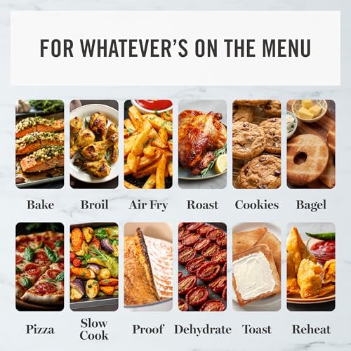 Martha Stewart French Door Air Fryer Toaster Oven Combo, 34QT Countertop Convection, 12-in-1, Bake, Broil, Roast, Fits 12” Pizza, Dehydrate, 5 Accessories, Air Fry Basket, Stainless Steel, Linen Cream - My Kitchen Products