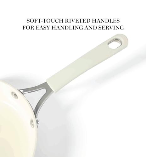 Martha Stewart Heathland Premium Nonstick PFA Free Ceramic Interior 10-Piece Tapered Aluminum Cookware Set - Linen White - My Kitchen Products