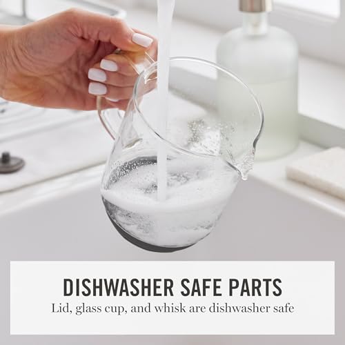 Martha Stewart Milk Frother and Steamer, 10oz/300ml Glass Cup, 4 Presets (Cold Foam, Light, Dense & Hot Chocolate), Ready in 90 Seconds, Cordless Pouring, One-Touch for Hot and Cold Milk, Linen Cream - My Kitchen Products