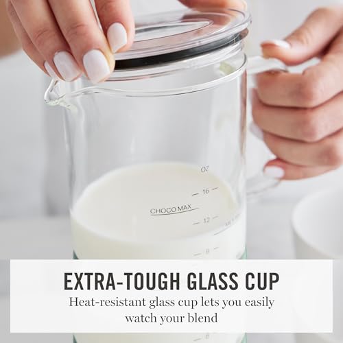 Martha Stewart Milk Frother and Steamer, 10oz/300ml Glass Cup, 4 Presets (Cold Foam, Light, Dense & Hot Chocolate), Ready in 90 Seconds, Cordless Pouring, One-Touch for Hot and Cold Milk, Honeydew - My Kitchen Products