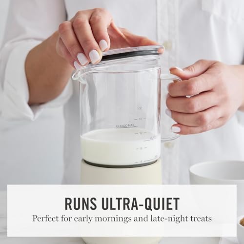 Martha Stewart Milk Frother and Steamer, 10oz/300ml Glass Cup, 4 Presets (Cold Foam, Light, Dense & Hot Chocolate), Ready in 90 Seconds, Cordless Pouring, One-Touch for Hot and Cold Milk, Linen Cream - My Kitchen Products