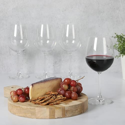 Martha Stewart Vivica 4-Pack Red Wine Glass Set, 20 oz – Elegant Stemmed Wine Glasses for Red Wine, Durable Clear Glassware for Dining, Entertaining, or Everyday Use - My Kitchen Products