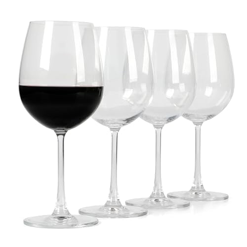 Martha Stewart Vivica 4-Pack Red Wine Glass Set, 20 oz, Elegant Stemmed Wine Glasses for Red