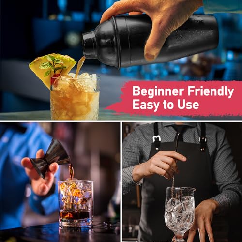Mawisek Cocktail Shaker 24oz Martini Drink Shaker with Built-In Strainer - My Kitchen Products
