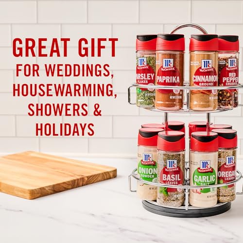 McCormick Spice Rack, Two Tier Chrome, Featuring 16 Herbs & Spices for Everyday Cooking, Great Gift for Housewarming, Wedding & Bridal Shower, 26.09 oz - My Kitchen Products