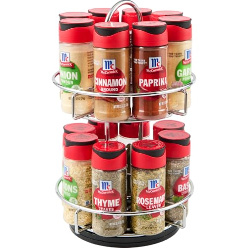 McCormick Spice Rack, Two Tier Chrome, Featuring 16 Herbs & Spices for Everyday Cooking, Great Gift for Housewarming, Wedding & Bridal Shower, 26.09 oz - My Kitchen Products