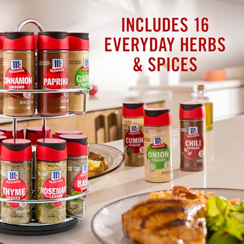 McCormick Spice Rack, Two Tier Chrome, Featuring 16 Herbs & Spices for Everyday Cooking, Great Gift for Housewarming, Wedding & Bridal Shower, 26.09 oz - My Kitchen Products