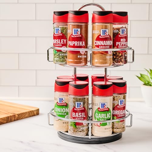 McCormick Spice Rack, Two Tier Chrome, Featuring 16 Herbs & Spices for Everyday Cooking, Great Gift for Housewarming, Wedding & Bridal Shower, 26.09 oz - My Kitchen Products