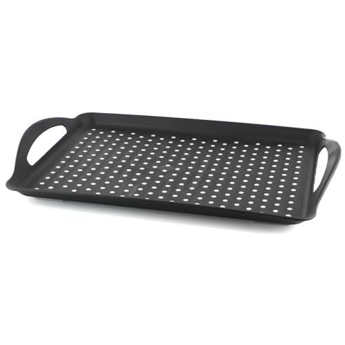 MDLUU Non-Slip Serving Tray with Handles, Food Serving Platter, Set of 2, Black - My Kitchen Products
