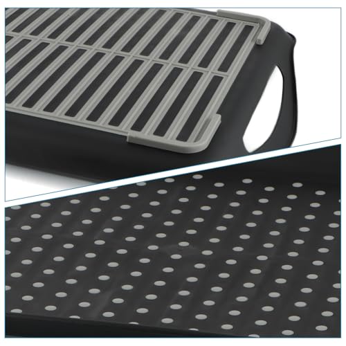 MDLUU Non-Slip Serving Tray with Handles, Food Serving Platter, Set of 2, Black - My Kitchen Products