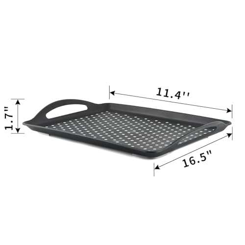 MDLUU Non-Slip Serving Tray with Handles, Food Serving Platter, Set of 2, Black - My Kitchen Products