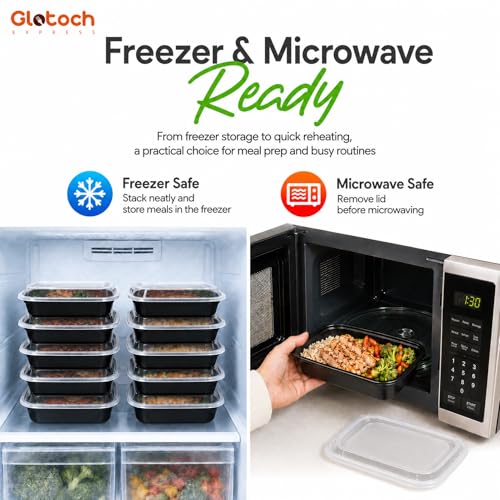 Meal Prep Containers 24oz-100 Pack (200-Piece) Reusable Food Storage Containers with Lids Microwave, Freezer, Dishwasher Safe - Leakproof & BPA Free Durable Plastic Bento Box for To Go Take Out - My Kitchen Products