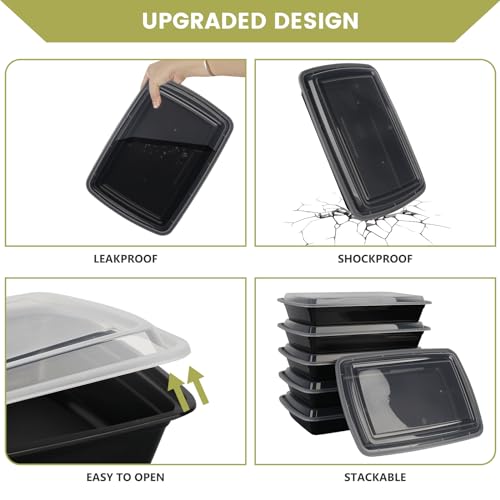 Meal Prep Containers Reusable - 48oz Food Storage Containers with Lids 30 Pack, To Go Food Containers for Meal Prep, Disposable To Go Container with Lids, BPA Free, Microwave/Dishwasher/Freezer Safe - My Kitchen Products