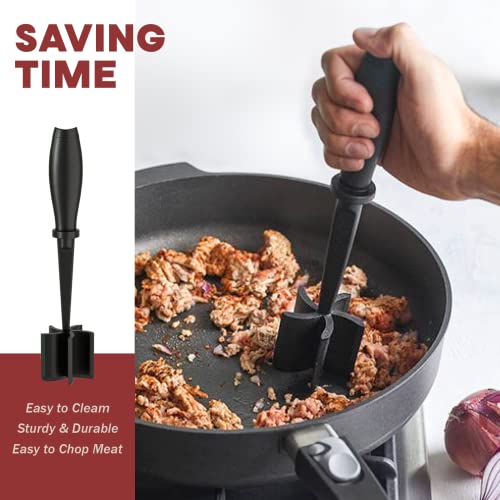 Meat Chopper, Hamburger Grinder, Premium Heat Resistant Smasher for Ground Beef, Burger Grinder Nylon Potato Mix Tool, Meat & Poultry Tenderizers-Black - My Kitchen Products