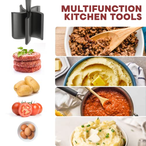 Meat Chopper, Hamburger Grinder, Premium Heat Resistant Smasher for Ground Beef, Burger Grinder Nylon Potato Mix Tool, Meat & Poultry Tenderizers-Black - My Kitchen Products