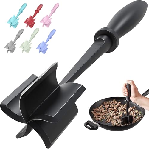 Meat Chopper, Hamburger Grinder, Premium Heat Resistant Smasher for Ground Beef, Burger Grinder Nylon Potato Mix Tool, Meat & Poultry Tenderizers-Black - My Kitchen Products