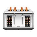Mecity 4 Slice Toaster with Touch Screen Control, 4 Wide Slots, Stainless Steel Smart Bread Toaster for Bagels, Muffins, Waffles, Dual Control Panel, Timer, Defrost, Reheat, 120V 1650W - My Kitchen Products