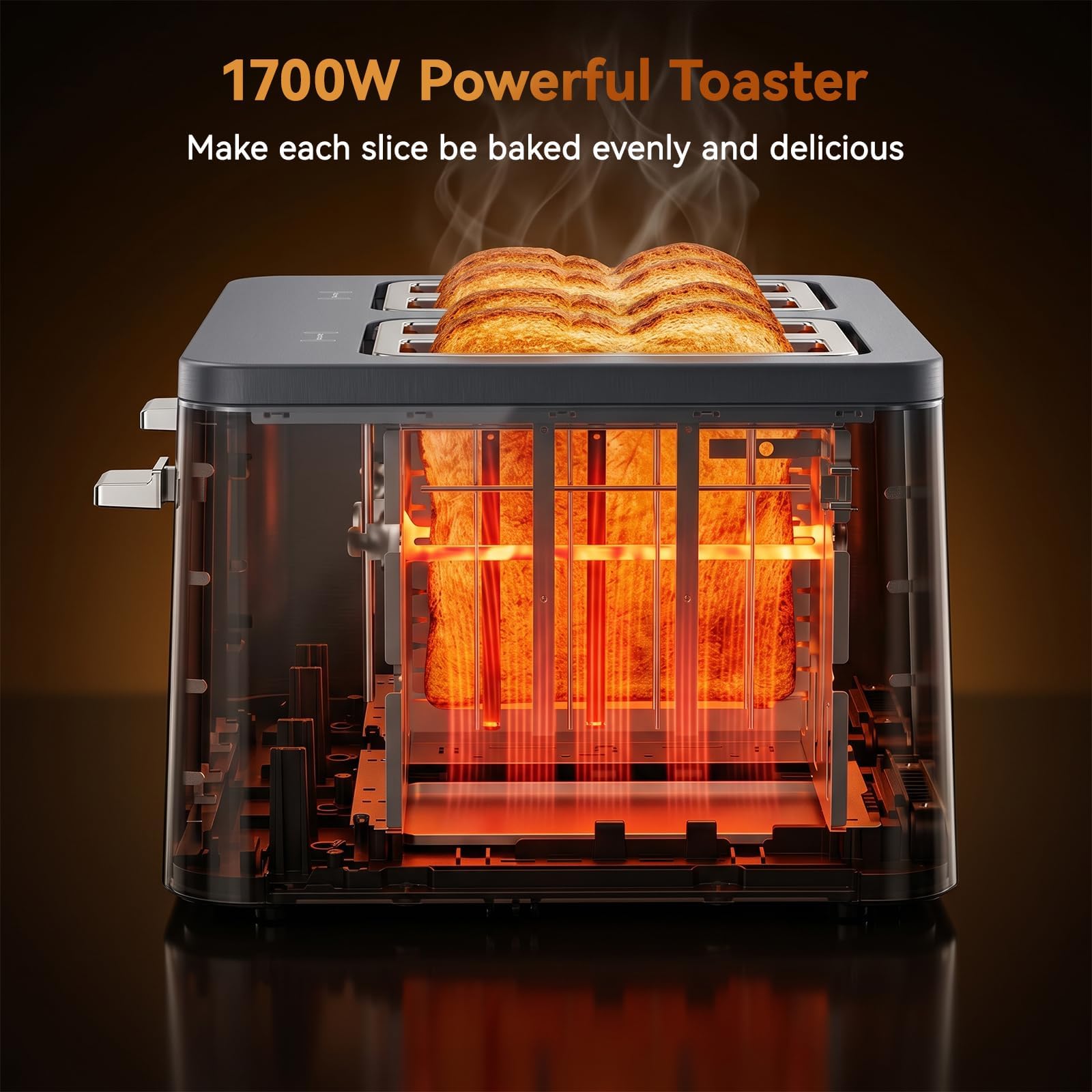 Mecity 4 Slice Touchscreen Toaster, 6 Bread Modes & 6 Browning Levels, Dual Touch Control Wide Slot Stainless Steel Electric Toaster with Memory, Defrost, 3-Min Auto Shutoff for White, Bagels, Waffles - My Kitchen Products