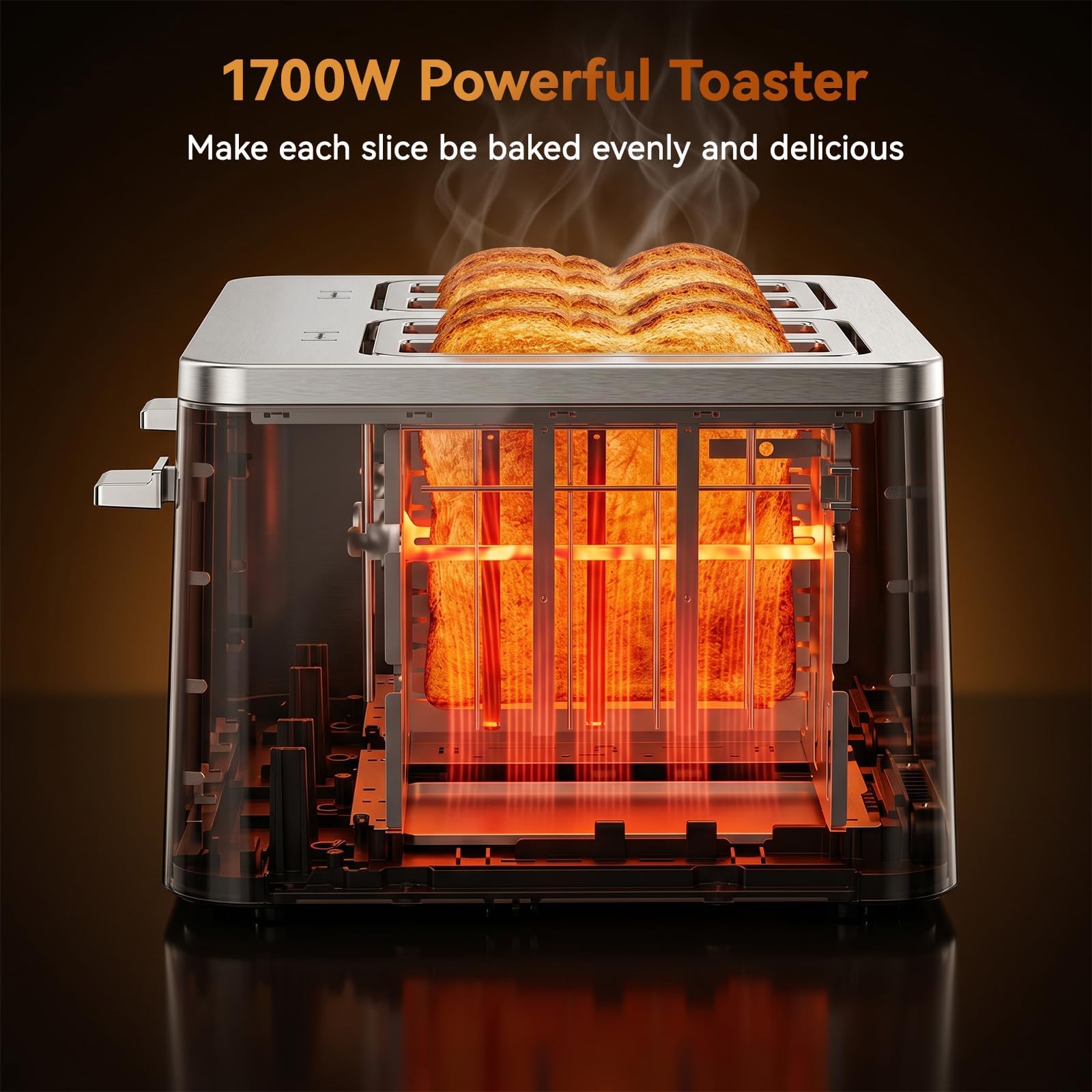 Mecity 4 Slice Touchscreen Toaster, 6 Bread Modes & 6 Browning Levels, Dual Touch Control Wide Slot Stainless Steel Electric Toaster with Memory, Defrost, 3-Min Auto Shutoff for White, Bagels, Waffles - My Kitchen Products