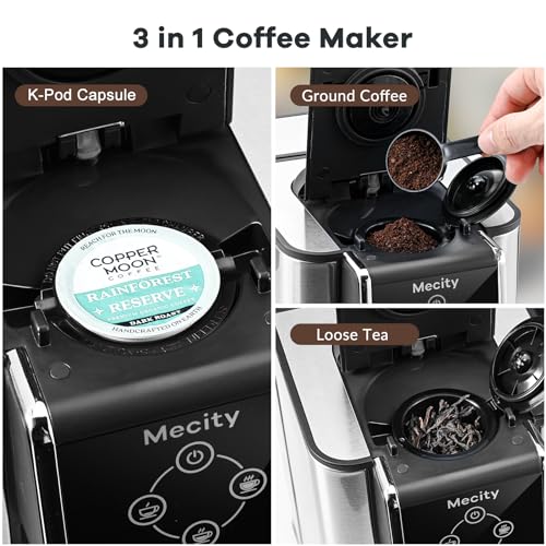 Mecity Coffee Maker 3 in 1 Single Serve Coffee Machine, Compatible with K cup Capsules, Instant Coffee Pot, Tea maker, 6,8,10 Oz Cup, Removable 50 Oz Water Reservoir, 120V 1150W - My Kitchen Products