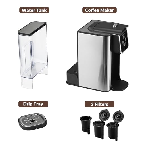 Mecity Coffee Maker 3 in 1 Single Serve Coffee Machine, Compatible with K cup Capsules, Instant Coffee Pot, Tea maker, 6,8,10 Oz Cup, Removable 50 Oz Water Reservoir, 120V 1150W - My Kitchen Products