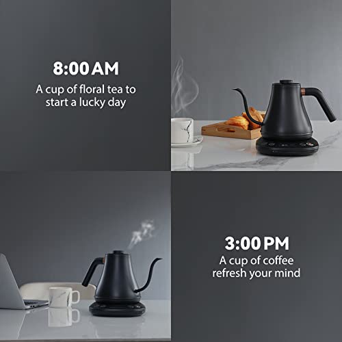 Mecity Electric Kettle Gooseneck Pour Over Kettle ±1℉ Temperature Control Quick Heating Water Boiler for Coffee & Tea & Formula Auto Shut Off Tea Kettle 1200 Watt, 0.8L, Matt Black, Barista Edition - My Kitchen Products