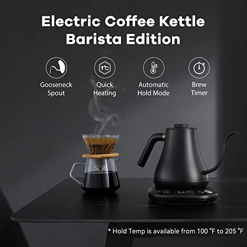 Mecity Electric Kettle Gooseneck Pour Over Kettle ±1℉ Temperature Control Quick Heating Water Boiler for Coffee & Tea & Formula Auto Shut Off Tea Kettle 1200 Watt, 0.8L, Matt Black, Barista Edition - My Kitchen Products