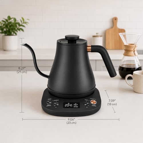 Mecity Electric Kettle Gooseneck Pour Over Kettle ±1℉ Temperature Control Quick Heating Water Boiler for Coffee & Tea & Formula Auto Shut Off Tea Kettle 1200 Watt, 0.8L, Matt Black, Barista Edition - My Kitchen Products