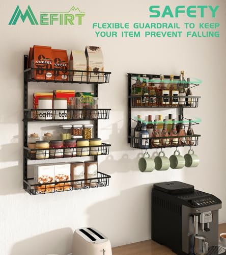Mefirt Over The Door Pantry Organizer, Pantry Storage and Organization, 6-Tier Adjustable Hanging Baskets, Metal Wall Mount Spice Rack Seasoning Shelves for Home & Kitchen, Laundry Bathroom - Black - My Kitchen Products
