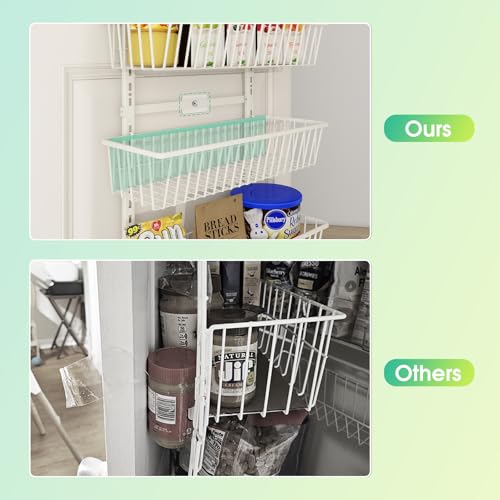 Mefirt White 9-Tier Over The Door Pantry Organizer, Pantry Organization and Storage, Deep Baskets Hanging Heavy-Duty Metal, Wall Spice Rack Seasoning Shelves for Home & Kitchen, Laundry Room Bathroom - My Kitchen Products