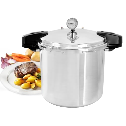 MegaChef 24 Quart Large Capacity Aluminum Stovetop Pressure Cooker for Induction and Gas Stove-Tops - My Kitchen Products