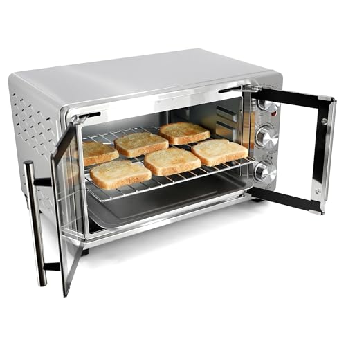 MegaChef 26.4 Quart French Door Multi-Function Stainless Steel Electric Toaster Oven with Temperature & Timer Control and Broil, Bake & Toast Functions - My Kitchen Products