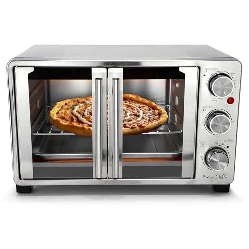 MegaChef 26.4 Quart French Door Multi-Function Stainless Steel Electric Toaster Oven with Temperature & Timer Control and Broil, Bake & Toast Functions - My Kitchen Products