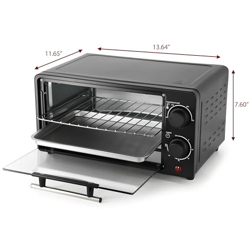 MegaChef 9.5 Quart Electric Counter Top 2 Slice Toaster Oven with Built in Timer, Bake, Broil, Toast (Black) - My Kitchen Products