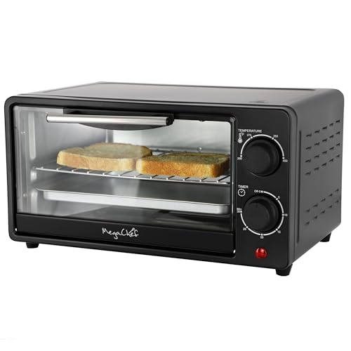 MegaChef 9.5 Quart Electric Counter Top 2 Slice Toaster Oven with Built in Timer, Bake, Broil, Toast (Black) - My Kitchen Products