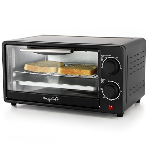 MegaChef 9.5 Quart Electric Counter Top 2 Slice Toaster Oven with Built in Timer, Bake, Broil, Toast (Black) - My Kitchen Products