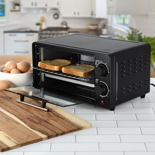 MegaChef 9.5 Quart Electric Counter Top 2 Slice Toaster Oven with Built in Timer, Bake, Broil, Toast (Black) - My Kitchen Products