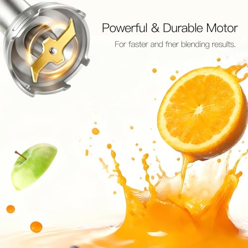 MegaWise Pro Titanium Reinforced 5-in-1 Immersion Hand Blender, Powerful Motor with 80% Sharper Blades, 12-Speed Corded Blender, Including 500ml Chopper, 600ml Beaker, Whisk and Milk Frother (Black) - My Kitchen Products