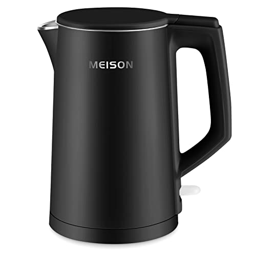 MEISON Electric Kettle, 1.7 L Double Wall Food Grade Stainless Steel Interior Water Boiler, Coffee Pot & Tea Kettle, Auto Shut-Off and Boil-Dry Protection, 1200W, 2 Year Warranty(Black) - My Kitchen Products