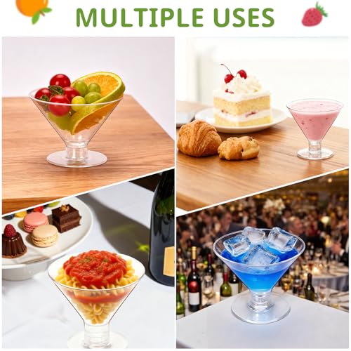 Meolibour 50 Pcs Disposable Plastic Martini Glasses for Parties 5oz, Unbreakable Clear Cocktail Dessert Parfait Glasses, Mini Martini Cups for Wedding Party Bowl Wine Ice Cream - My Kitchen Products