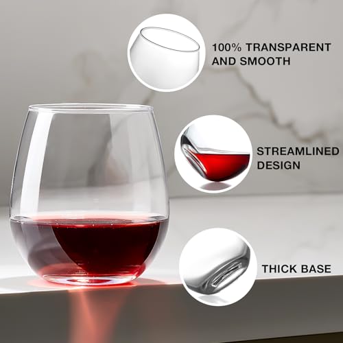 Meolibour Large Stemless Wine Glasses Set of 6, 17 Ounces Red & White Wine Glasses Tumbler for Party, Clear Drink Glasses, Ideal Wine Accessories Gift, Lead-free, Dishwasher Safe - My Kitchen Products