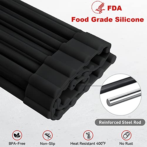 MERRYBOX Roll Up Dish Drying Rack, Silicone Wrapped Over The Sink Dish Rack Foldable Dish Drainer Anti-Slip Dish Racks for Kitchen Counter, Multipurpose Kitchen Sink Drying Rack, 18" x 13", Black - My Kitchen Products