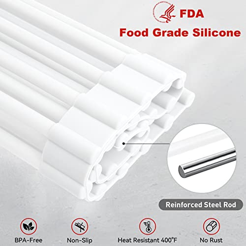 MERRYBOX Roll Up Dish Drying Rack Silicone Wrapped Over The Sink Dish Rack Foldable Dish Drainer Anti-Slip Dish Racks for Kitchen Counter, Multipurpose Kitchen Sink Drying Rack, 20.5" x 13", White - My Kitchen Products