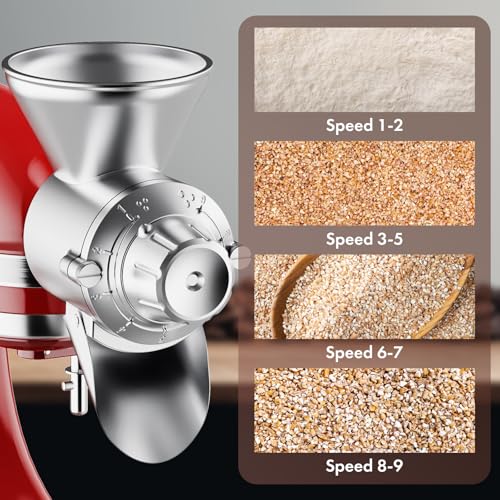 Metal Grain Mill Attachment for KitchenAid Stand Mixer, Flour Mill Grinder for Kitchen Aid Accessories and Attachments, Fit for Grinding Non-Oily Dry Grain Corn, Coffee Bean, Buckwheat, Oats, Millet - My Kitchen Products